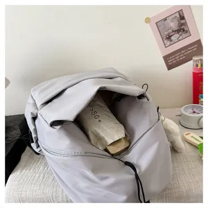 Casual solid color large capacity backpack detail view, ideal for students and daily commuting.