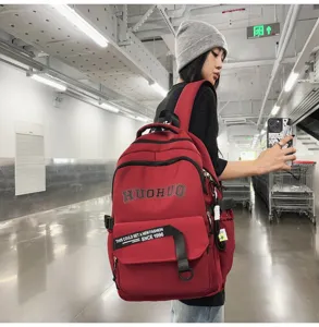 Vintage large capacity canvas backpack retro school bookbag for students daily commute travel