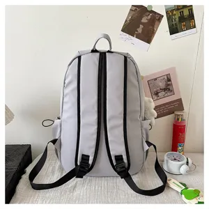 Casual grey laptop backpack with shoulder straps, large capacity for daily use and school.