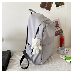 Solid color large capacity casual backpack school bag for students and daily commuting
