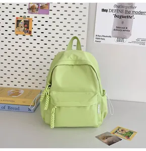 Minimalist casual mini backpack light green aesthetic style stylish everyday student book bag