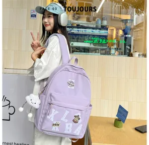 Korean style minimalist large capacity school backpack for students and daily travel use