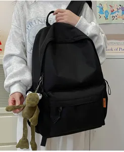 Minimalist solid color large capacity backpack for students casual daily school book bag