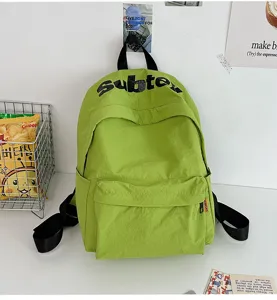 Zaino per la scuola in nylon di grande capacità per donne verde borsa da studente casual