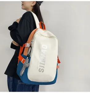 Large capacity colorblock backpack for students school bag casual daypack with pocket