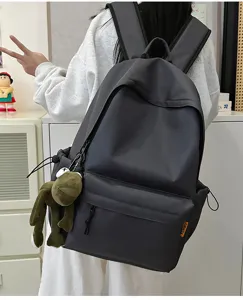 Large capacity solid color minimalist backpack student school bag Japanese style daily daypack