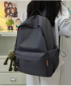 Grey minimalist casual backpack large capacity school book bag for daily student use
