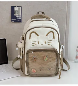 Japanese style cat ita backpack large capacity cute school bag Y2K commuter student bookbag