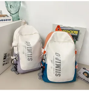 Large capacity student backpack with contrast color design, stylish and durable for daily use.