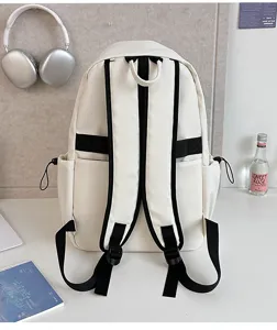 Minimalist solid color student backpack, casual style large capacity school bag for daily use.