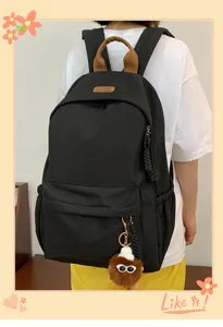 Korean style high school casual backpack for women stylish student school bag black daypack