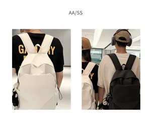 Detailed view showcasing the large capacity minimalist canvas backpack in a casual daily use scene.