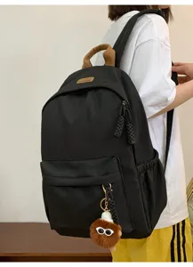 Korean Harajuku black backpack school bag for student casual versatile daypack travel bag