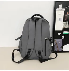 Grey casual backpack college style large capacity student school bags for daily use