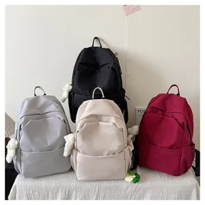Casual solid color large capacity backpack for students daily use multi-color detail view