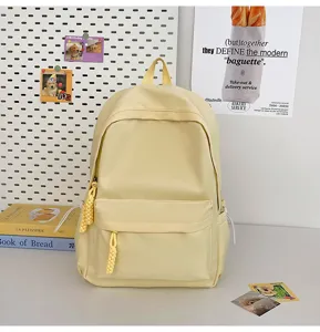 Casual yellow student backpack stylish ins college high school daily book bag for girls