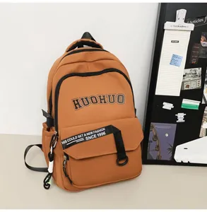 Vintage casual college style backpack, large capacity brown school bag for students.
