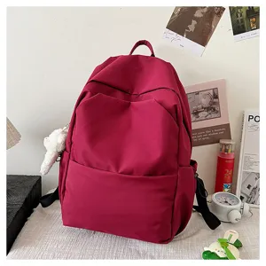 Solid color large capacity casual backpack stylish school bag for students and daily travel