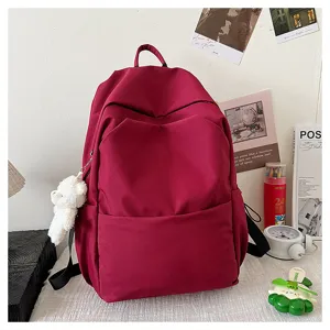Solid color large capacity backpack casual school bag for women and men daily use storage