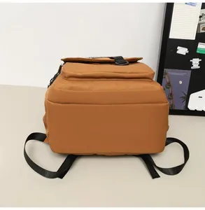 Retro college style brown backpack for students, large capacity casual daily school bag.