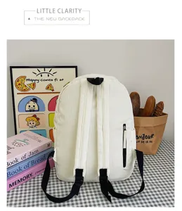 White corduroy backpack minimalist school rucksack casual daily daypack for college students