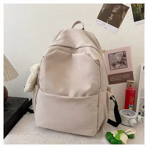 Casual solid color backpack scene detail, spacious storage capacity with adjustable straps.