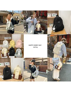 Detail view of large capacity waterproof backpack with multiple pockets and daily lifestyle.