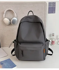Minimalist large capacity grey backpack casual school bag daily unisex bookbag student