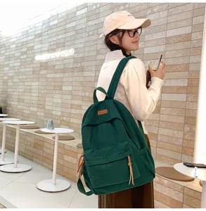 Large capacity corduroy backpack stylish vintage school bag for women travel casual daypack