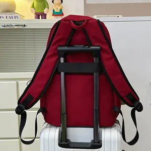 Large capacity solid color minimalist backpack student school bag red travel daily casual
