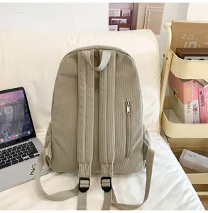 Stylish corduroy backpack for women and students, perfect for daily casual and travel use.