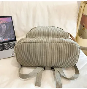 Corduroy backpack for women casual school bag daily travel daypack stylish aesthetic