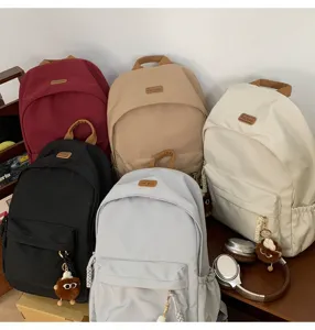 Korean style canvas school backpack multi-color casual daypack for student teens daily use