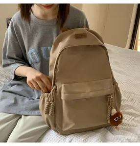 Korean style high school campus backpack with multi pockets casual student daypack bag