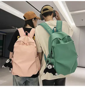 Korean ins style large capacity minimalist nylon backpack casual school bag for students