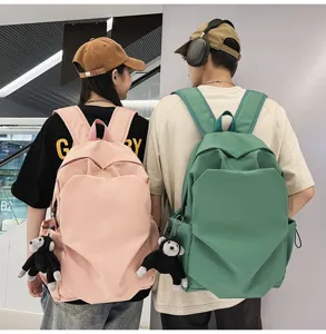 Korean ins style large capacity minimalist versatile school backpack for college students daily.