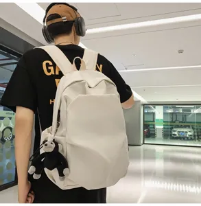 Korean style large capacity casual canvas backpack for daily commuting school travel minimalist