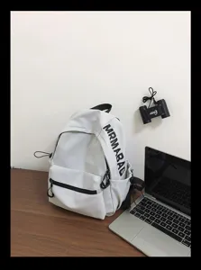Casual solid color canvas backpack for women Korean style student laptop school bag
