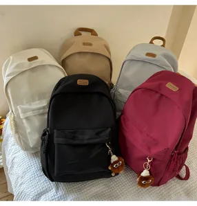 Colorful casual student school backpacks set, stylish Korean style daily daypacks for girls.