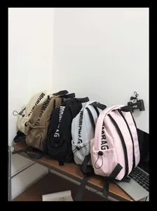 Casual solid color backpack, korean style school bag with large capacity for daily use.