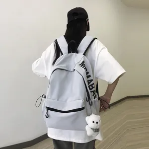 Lightweight solid color backpack Korean style casual school bag large capacity computer backpack