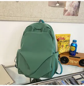 Korean style minimalist large capacity solid color campus backpack casual school bag daily use