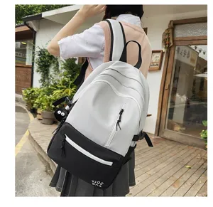 Stylish colorblock student school backpack casual rucksack for campus daily travel
