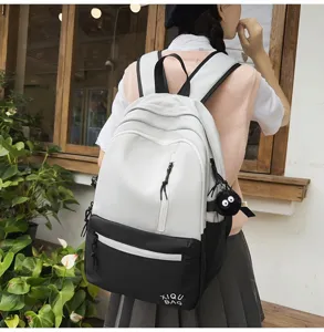 Chic color block backpack for women and students stylish campus school bag with ample storage daily use