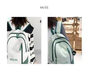 Large capacity school backpack for students, stylish canvas book bag with multi pockets.