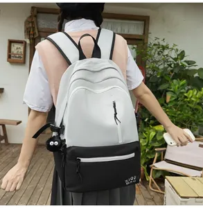 Casual contrast color campus backpack for women and students with stylish daily design.