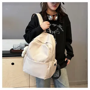 Solid color casual backpack large capacity school bag for daily use and student college travel