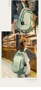 Stylish large capacity school backpack with cute charm, ideal for daily student use.