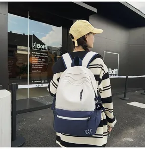 Stylish color block campus backpack for women and students, casual daily laptop school bag