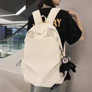 Casual minimalist canvas backpack for college students, large capacity daily school daypack.